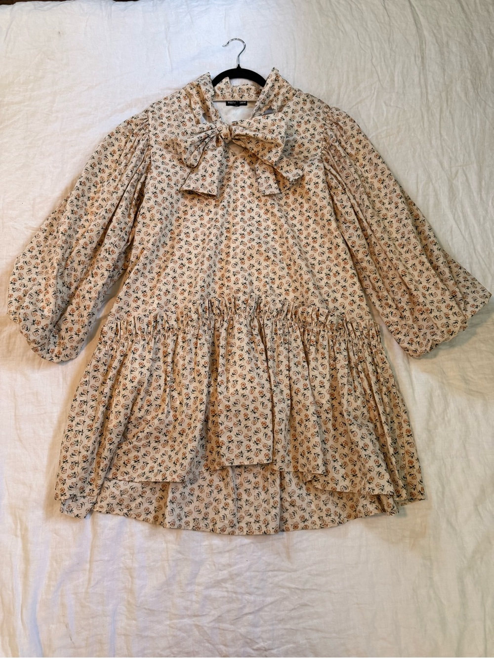 Sister Jane Floral Bow-Tie Collar Dress in Cream